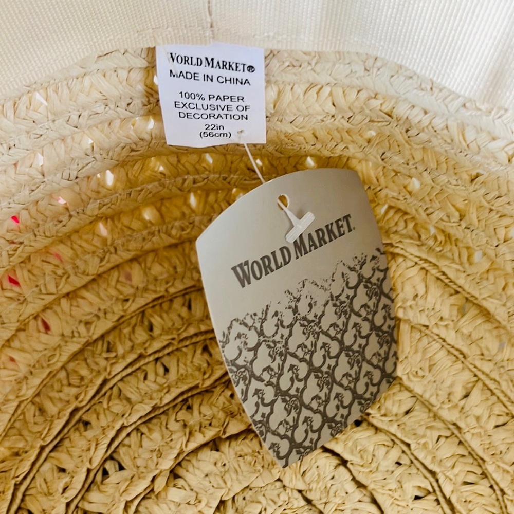 Cost Plus World Market ivory Wide Brim woman’s hat - Picture 8 of 9